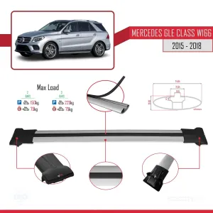 Mercedes-Benz GLE Class (W166) 2015-2018 Arası ile uyumlu FLY Model Ara Atkı Tavan Barı GRİ - Görsel 4