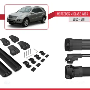 Mercedes GLE (W164) 2005-2011 Arası ile uyumlu ACE-1 Ara Atkı Tavan Barı SİYAH thumb 5
