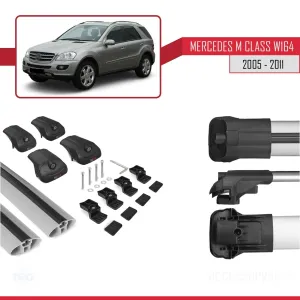 Mercedes GLE (W164) 2005-2011 Arası ile uyumlu ACE-1 Ara Atkı Tavan Barı GRİ thumb 5