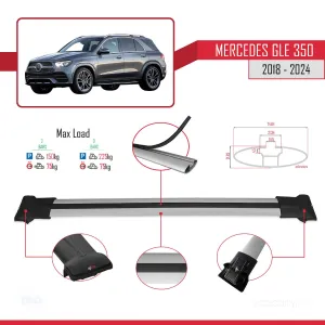 Mercedes GLE (V167) 2018 ve Sonrası ile uyumlu FLY Model Ara Atkı Tavan Barı GRİ thumb 4