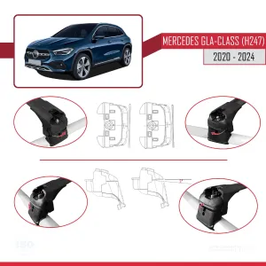 Mercedes Gla-Class (H247) 2020 ve Sonrası ile uyumlu ACE-2 Ara Atkı Tavan Barı SİYAH - Görsel 4