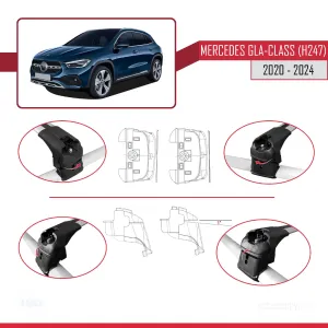Mercedes Gla-Class (H247) 2020 ve Sonrası ile uyumlu ACE-2 Ara Atkı Tavan Barı GRİ thumb 4