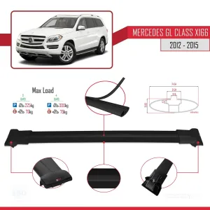 Mercedes GL Class (X166) 2012-2015 Arası ile Uyumlu FLY Model Ara Atkı Tavan Barı SİYAH 3 ADET BAR thumb 4