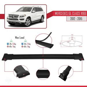 Mercedes GL Class (X166) 2012-2015 Arası ile uyumlu FLY Model Ara Atkı Tavan Barı SİYAH thumb 4
