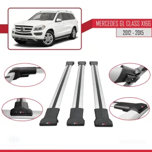 Mercedes-Benz GL Class (X166) 2012-2015 Arası ile Uyumlu FLY Model Ara Atkı Tavan Barı GRİ 3 ADET BAR - Görsel 5