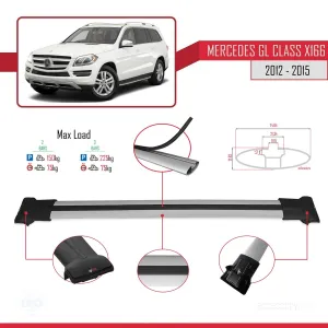 Mercedes-Benz GL Class (X166) 2012-2015 Arası ile uyumlu FLY Model Ara Atkı Tavan Barı GRİ - Görsel 4