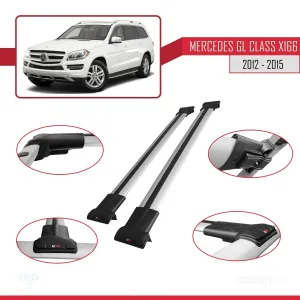 Mercedes-Benz GL Class (X166) 2012-2015 Arası ile uyumlu FLY Model Ara Atkı Tavan Barı GRİ - Görsel 5