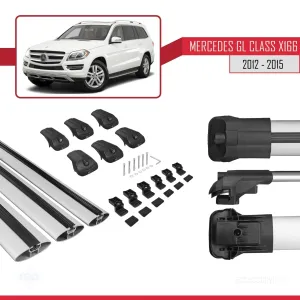 Mercedes GL Class (X166) 2012-2015 Arası ile uyumlu ACE-1 Ara Atkı Tavan Barı GRİ 3 ADET BAR thumb 5