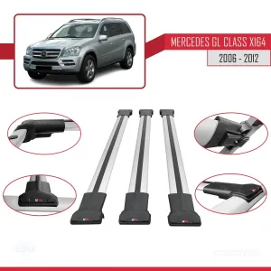 Mercedes-Benz GL Class (X164) 2006-2012 Arası ile Uyumlu FLY Model Ara Atkı Tavan Barı GRİ 3 ADET BAR - Görsel 5
