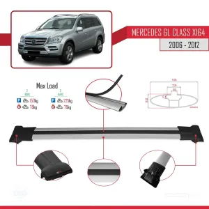 Mercedes-Benz GL Class (X164) 2006-2012 Arası ile uyumlu FLY Model Ara Atkı Tavan Barı GRİ - Görsel 4