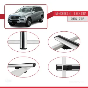 Mercedes-Benz GL Class (X164) 2006-2012 Arası ile uyumlu Basic Model Ara Atkı Tavan Barı GRİ 3 ADET - Görsel 4