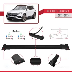 Mercedes EQB (X243) 2021 ve Sonrası ile Uyumlu FLY Model Ara Atkı Tavan Barı SİYAH - Görsel 4