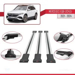 Mercedes EQB (X243) 2021 ve Sonrası ile Uyumlu FLY Model Ara Atkı Tavan Barı GRİ 3 ADET BAR thumb 5
