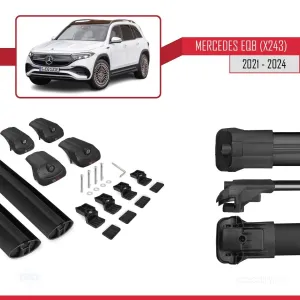 Mercedes EQB (X243) 2021 ve Sonrası ile uyumlu ACE-1 Ara Atkı Tavan Barı SİYAH thumb 5