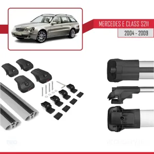 Mercedes E Class S211 2004-2009 Arası ile uyumlu ACE-1 Ara Atkı Tavan Barı GRİ thumb 5