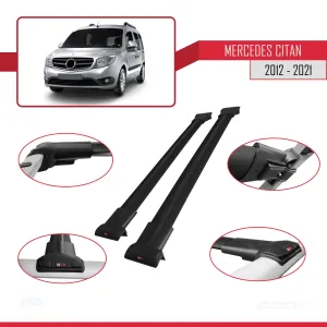 Mercedes Citan 2012-2021 Arası ile Uyumlu FLY Model Ara Atkı Tavan Barı SİYAH thumb 5