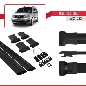 Mercedes-Benz Citan 2012-2021 (W415) ile uyumlu ACE-1 Ara Atkı Tavan Barı SİYAH - Görsel 5
