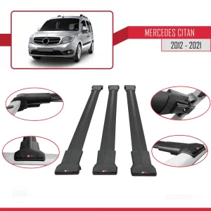 Mercedes Citan 2012-2021 (W415) Arası ile uyumlu FLY Model Ara Atkı Tavan Barı SİYAH 3 ADET BAR thumb 5