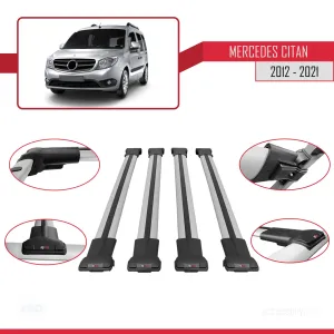 Mercedes Citan 2012-2021 (W415) Arası ile uyumlu FLY Model Ara Atkı Tavan Barı GRİ 4 ADET BAR thumb 5