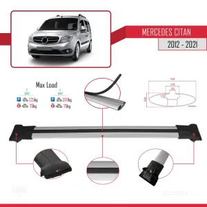 Mercedes Citan 2012-2021 (W415) Arası ile uyumlu FLY Model Ara Atkı Tavan Barı GRİ 3 ADET BAR thumb 4