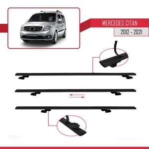 Mercedes Citan 2012-2021 (W415) Arası ile uyumlu Basic Model Ara Atkı Tavan Barı SİYAH 3 ADET thumb 5