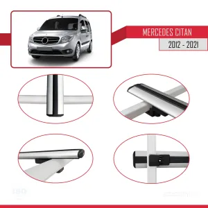 Mercedes Citan 2012-2021 (W415) Arası ile uyumlu Basic Model Ara Atkı Tavan Barı GRİ 3 ADET thumb 4
