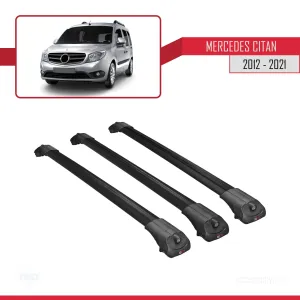 Mercedes Citan 2012-2021 (W415) Arası ile uyumlu ACE-1 Ara Atkı Tavan Barı SİYAH 3 ADET BAR thumb 3