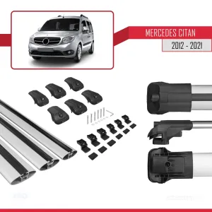 Mercedes Citan 2012-2021 (W415) Arası ile uyumlu ACE-1 Ara Atkı Tavan Barı GRİ 3 ADET BAR thumb 5