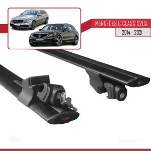 Mercedes C Class S205 2014-2021 Arası ile uyumlu HOOK Model Anahtar Kilitli Ara Atkı Tavan Barı SİYAH thumb 5