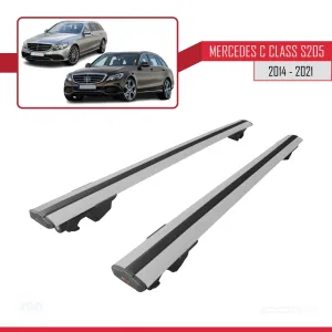 Mercedes C Class S205 2014-2021 Arası ile uyumlu HOOK Model Anahtar Kilitli Ara Atkı Tavan Barı GRİ thumb 4