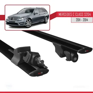 Mercedes C Class (W204) SW 2011-2014 Arası ile uyumlu HOOK Model Anahtar Kilitli Ara Atkı Tavan Barı SİYAH thumb 5