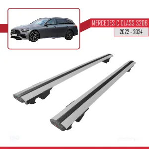 Mercedes C Class (S206) 2022 ve Sonrası ile uyumlu HOOK Model Anahtar Kilitli Ara Atkı Tavan Barı GRİ thumb 4