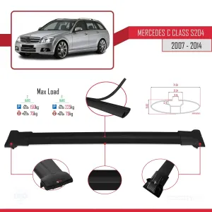 Mercedes C Class (S204) 2007-2014 Arası ile uyumlu FLY Model Ara Atkı Tavan Barı SİYAH thumb 4