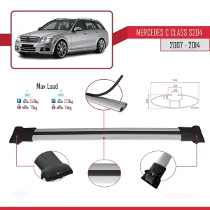 Mercedes C Class (S204) 2007-2014 Arası ile uyumlu FLY Model Ara Atkı Tavan Barı GRİ thumb 4