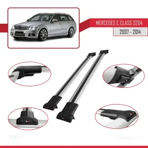 Mercedes C Class (S204) 2007-2014 Arası ile uyumlu FLY Model Ara Atkı Tavan Barı GRİ thumb 5