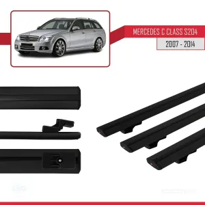 Mercedes C Class (S204) 2007-2014 Arası ile uyumlu Basic Model Ara Atkı Tavan Barı SİYAH 3 ADET thumb 3