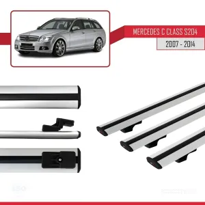 Mercedes C Class (S204) 2007-2014 Arası ile uyumlu Basic Model Ara Atkı Tavan Barı GRİ 3 ADET thumb 3