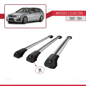 Mercedes C Class (S204) 2007-2014 Arası ile uyumlu ACE-1 Ara Atkı Tavan Barı GRİ 3 ADET BAR thumb 4
