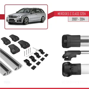 Mercedes C Class (S204) 2007-2014 Arası ile uyumlu ACE-1 Ara Atkı Tavan Barı GRİ - Görsel 5