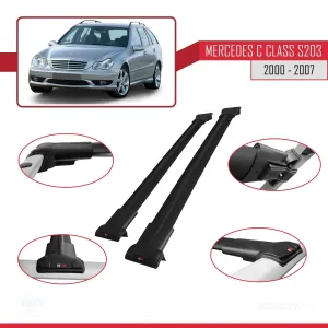 Mercedes C Class (S203) 2000-2007 Arası ile uyumlu FLY Model Ara Atkı Tavan Barı SİYAH thumb 5