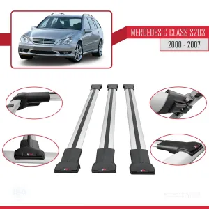 Mercedes C Class (S203) 2000-2007 Arası ile Uyumlu FLY Model Ara Atkı Tavan Barı GRİ 3 ADET BAR - Görsel 5