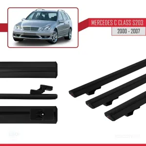 Mercedes C Class (S203) 2000-2007 Arası ile uyumlu Basic Model Ara Atkı Tavan Barı SİYAH 3 ADET - Görsel 3