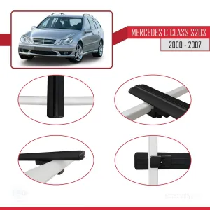 Mercedes C Class (S203) 2000-2007 Arası ile uyumlu Basic Model Ara Atkı Tavan Barı SİYAH 3 ADET - Görsel 4