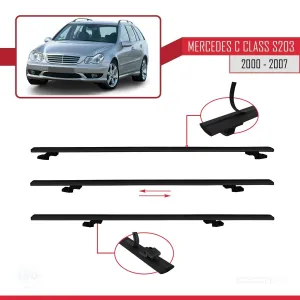 Mercedes C Class (S203) 2000-2007 Arası ile uyumlu Basic Model Ara Atkı Tavan Barı SİYAH 3 ADET - Görsel 5