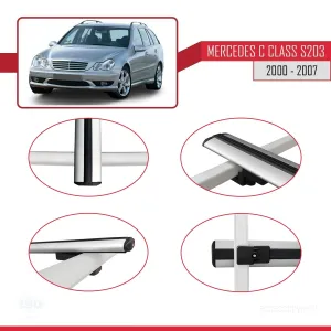 Mercedes C Class (S203) 2000-2007 Arası ile uyumlu Basic Model Ara Atkı Tavan Barı GRİ 3 ADET - Görsel 4