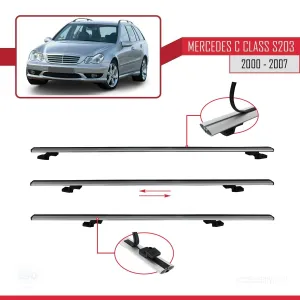 Mercedes C Class (S203) 2000-2007 Arası ile uyumlu Basic Model Ara Atkı Tavan Barı GRİ 3 ADET - Görsel 5