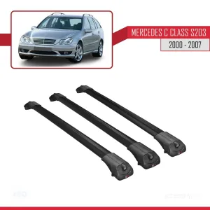 Mercedes C Class (S203) 2000-2007 Arası ile uyumlu ACE-1 Ara Atkı Tavan Barı SİYAH 3 ADET BAR - Görsel 3