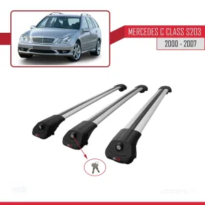 Mercedes C Class (S203) 2000-2007 Arası ile uyumlu ACE-1 Ara Atkı Tavan Barı GRİ 3 ADET BAR thumb 4