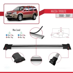 Mazda Tribute 2000-2007 Arası ile Uyumlu FLY Model Ara Atkı Tavan Barı GRİ 3 ADET BAR - Görsel 4