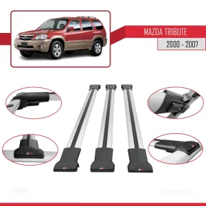 Mazda Tribute 2000-2007 Arası ile Uyumlu FLY Model Ara Atkı Tavan Barı GRİ 3 ADET BAR - Görsel 5